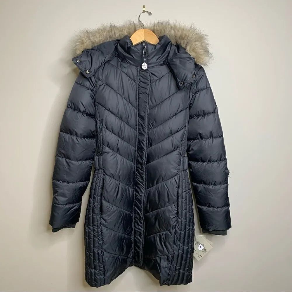 LarryβLevineΒ Faux-Fur-TrimβQuiltedβDownβCoatβ-βM